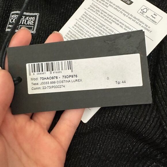 NWT Versace Jeans Couture Black Cut Out Sparkle Bodycon Knitted Midi Dress - Picture 7 of 7